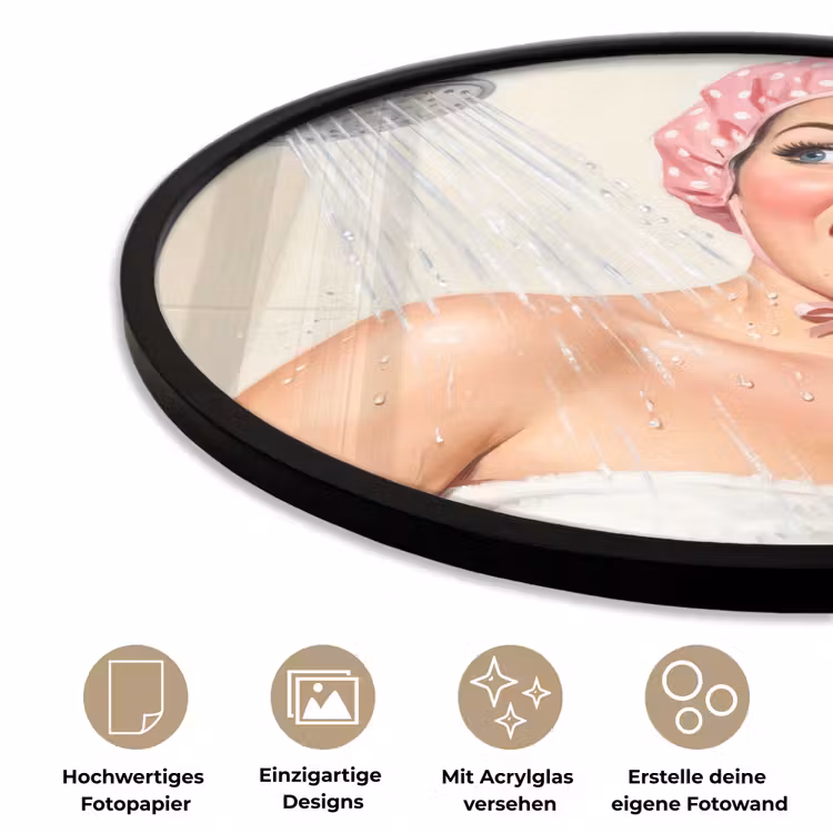 Vrouw - Douche - Roze Fotolijst rond zonder passe partout klein -closeup_DE