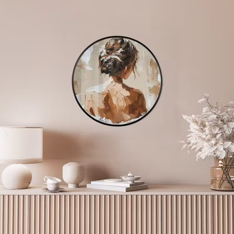 Vrouw - Verf - Abstract - Beige - Modern Fotolijst rond zonder passe partout klein -sfeer3