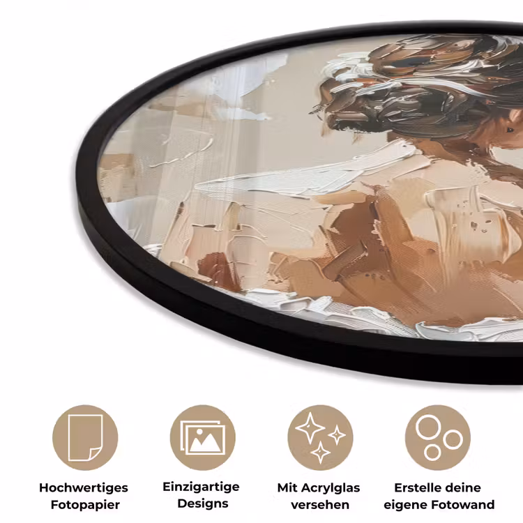 Vrouw - Verf - Abstract - Beige - Modern Fotolijst rond zonder passe partout klein -closeup_DE