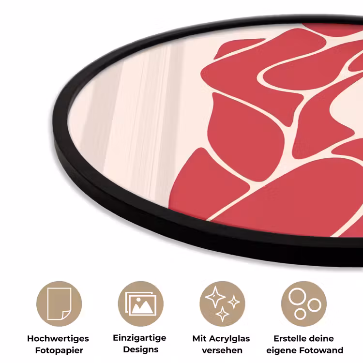 Vrouw - Figuur - Abstract - Modern - Rood Fotolijst rond zonder passe partout klein -closeup_DE