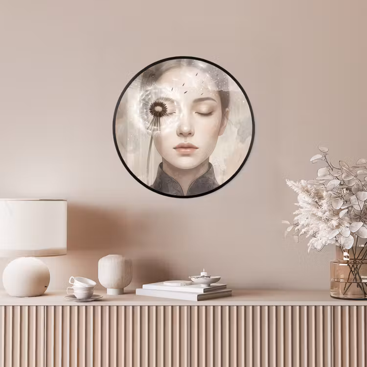 Vrouw - Sereen - Grijs Fotolijst rond zonder passe partout klein -sfeer3