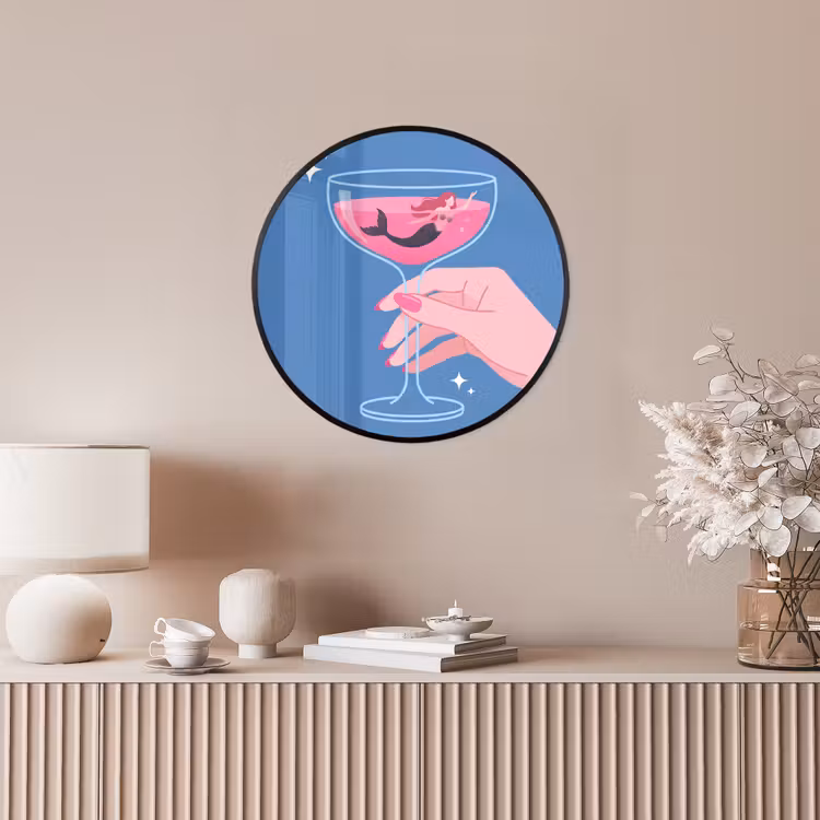 Vrouw - Glas - Abstract - Roze - Blauw Fotolijst rond zonder passe partout klein -sfeer3