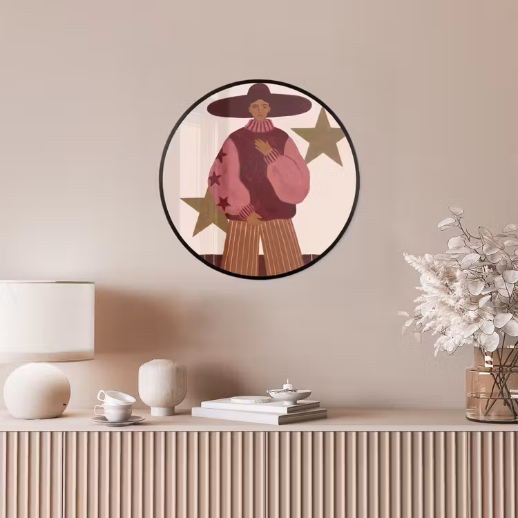 Vrouw - Hoed - Abstract - Modern - Portret Fotolijst rond zonder passe partout klein -sfeer3