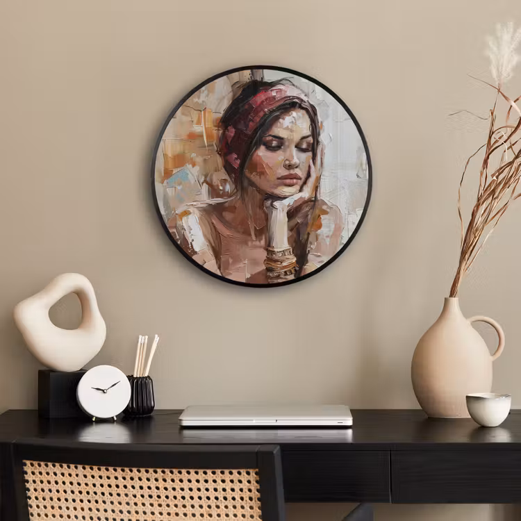 Vrouw - Verflook - Portret - Modern Fotolijst rond zonder passe partout klein -sfeer1