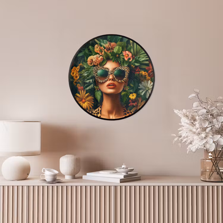 Vrouw - Panterprint - Jungle - Natuur - Luxe Fotolijst rond zonder passe partout klein -sfeer3