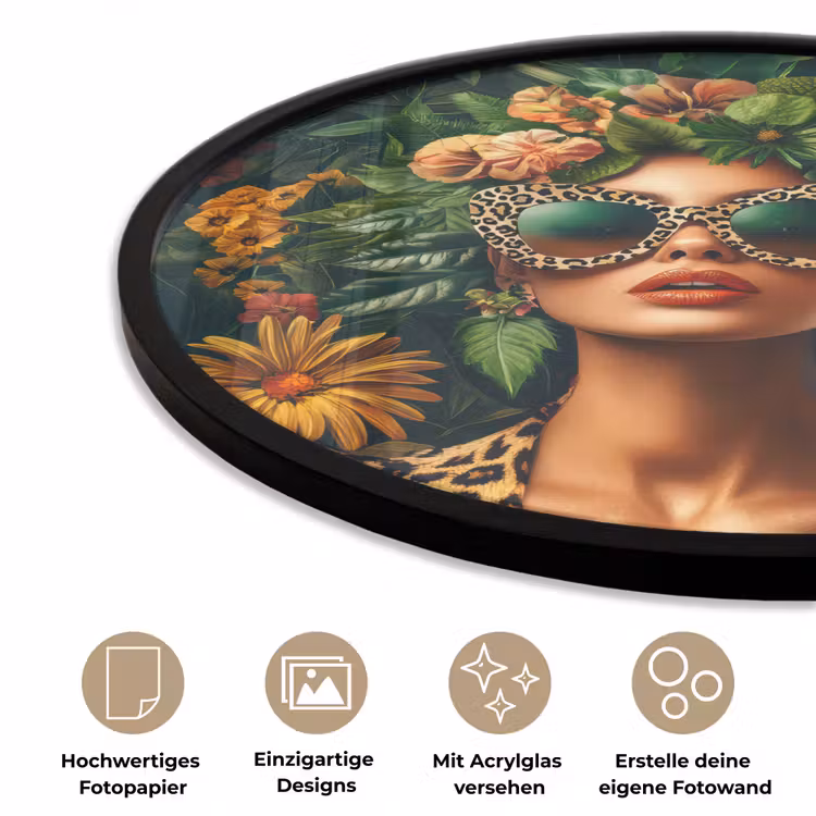 Vrouw - Panterprint - Jungle - Natuur - Luxe Fotolijst rond zonder passe partout klein -closeup_DE