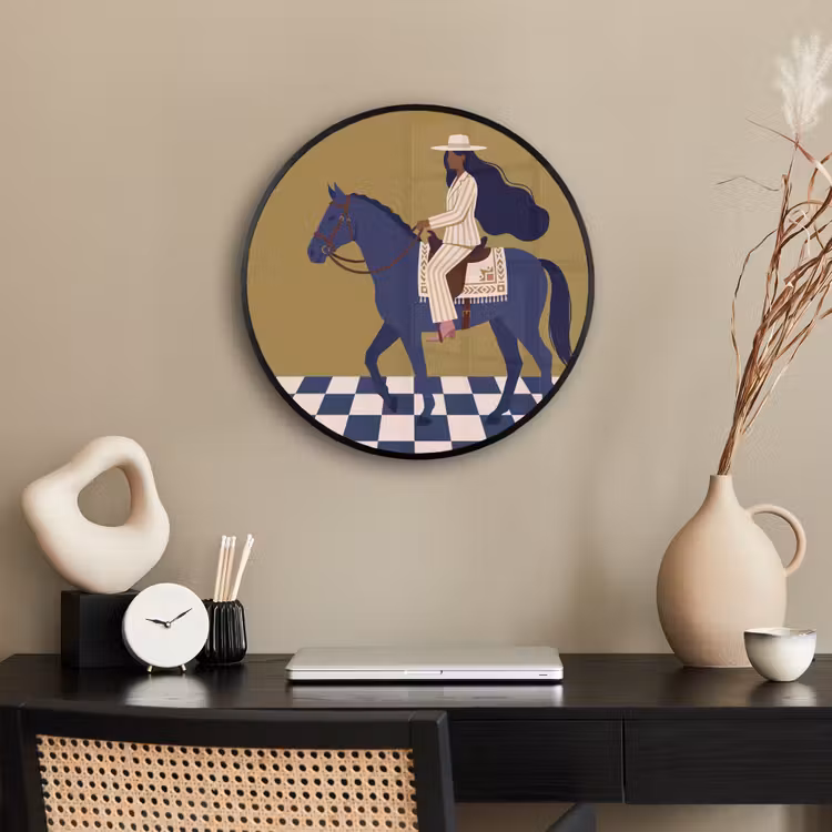 Vrouw - Paard - Rijden - Modern - Abstract Fotolijst rond zonder passe partout klein -sfeer1