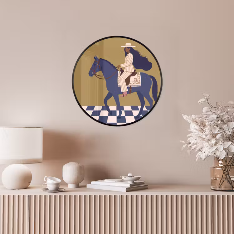 Vrouw - Paard - Rijden - Modern - Abstract Fotolijst rond zonder passe partout klein -sfeer3
