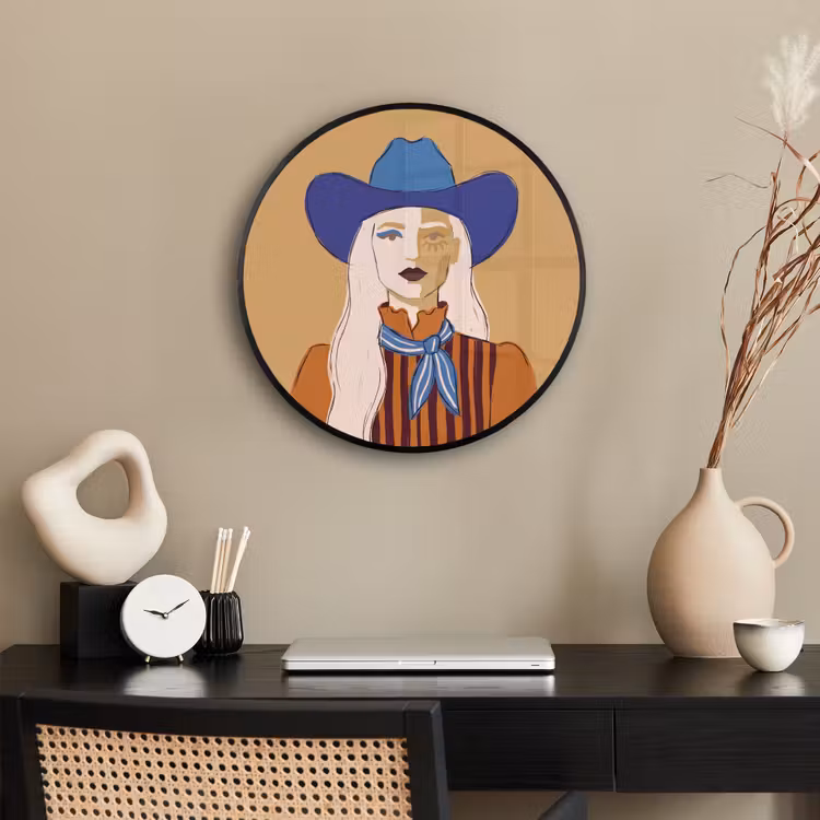 Vrouw - Portret - Abstract - Kleurrijk - Modern Fotolijst rond zonder passe partout klein -sfeer1