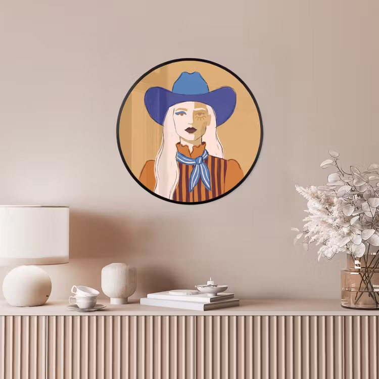 Vrouw - Portret - Abstract - Kleurrijk - Modern Fotolijst rond zonder passe partout klein -sfeer3