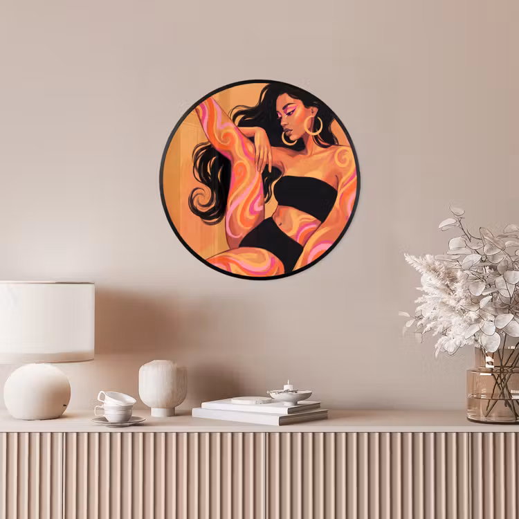 Vrouw - Portret - Abstract - Modern - Kleurrijk Fotolijst rond zonder passe partout klein -sfeer3