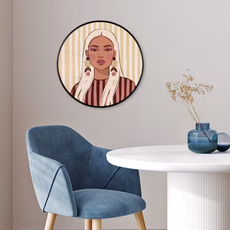 Vrouw - Portret - Illustratie - Modern - Roze Fotolijst rond zonder passe partout klein -sfeer2