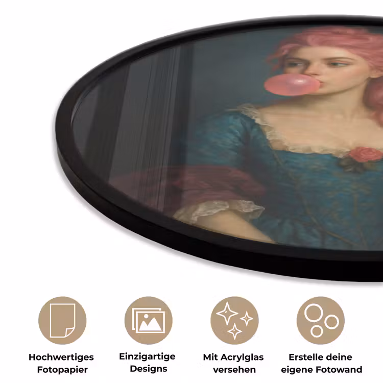Vrouw - Portret - Kauwgombel Fotolijst rond zonder passe partout klein -closeup_DE