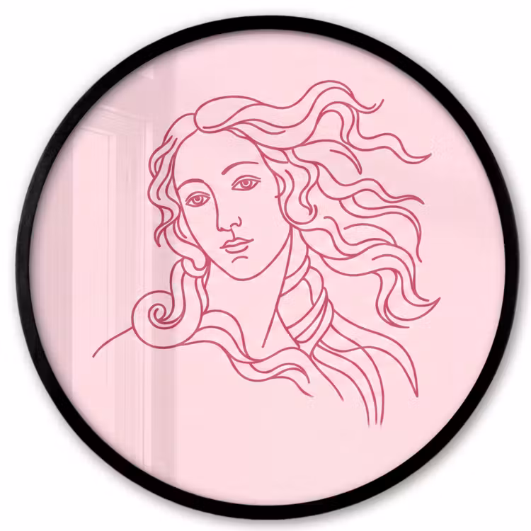 Vrouw - Portret - Klassiek - Line-art - Roze Fotolijst rond zonder passe partout klein -3d