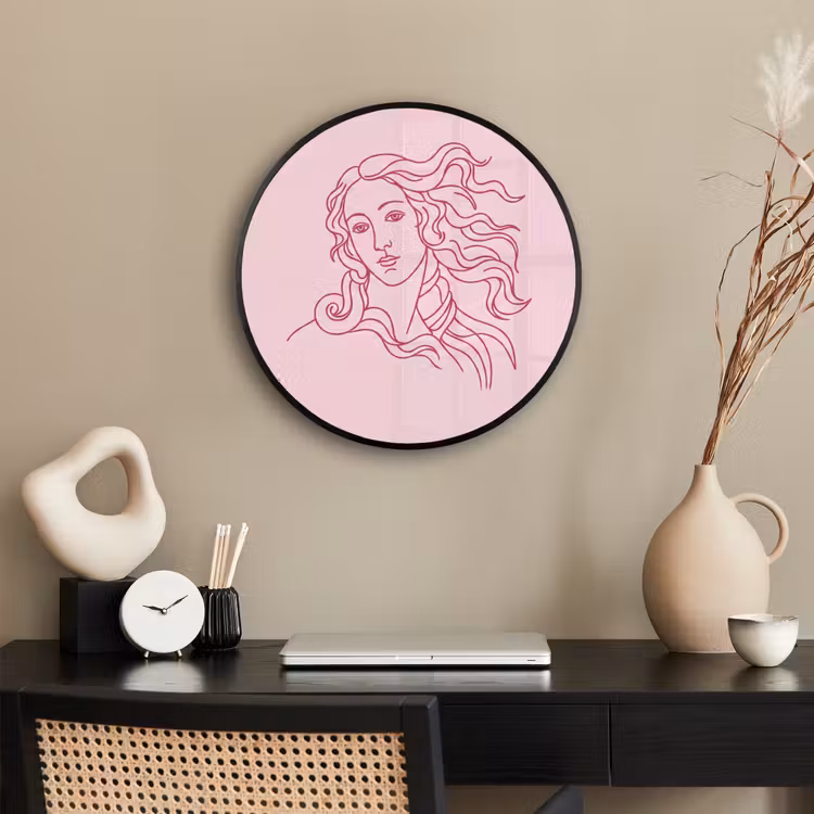Vrouw - Portret - Klassiek - Line-art - Roze Fotolijst rond zonder passe partout klein -sfeer1