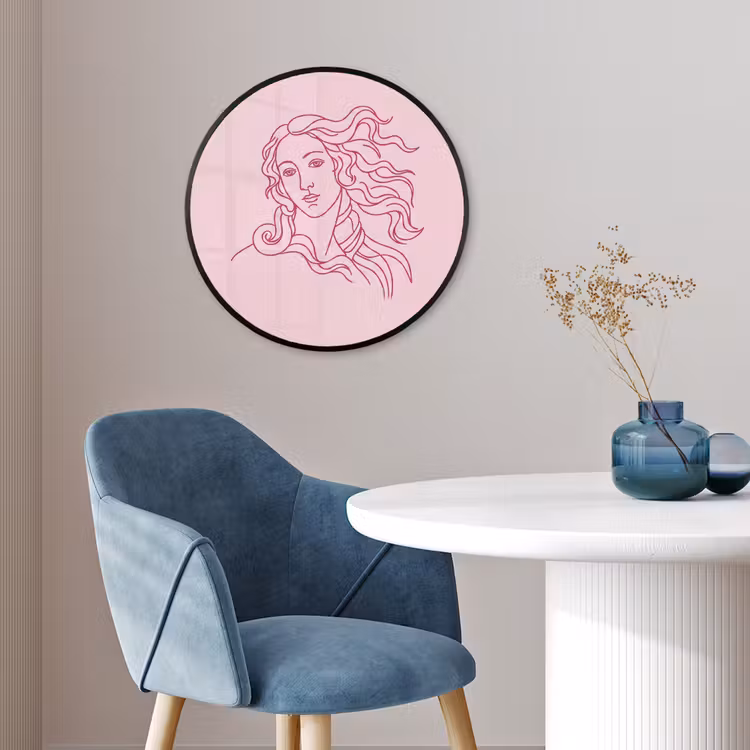 Vrouw - Portret - Klassiek - Line-art - Roze Fotolijst rond zonder passe partout klein -sfeer2