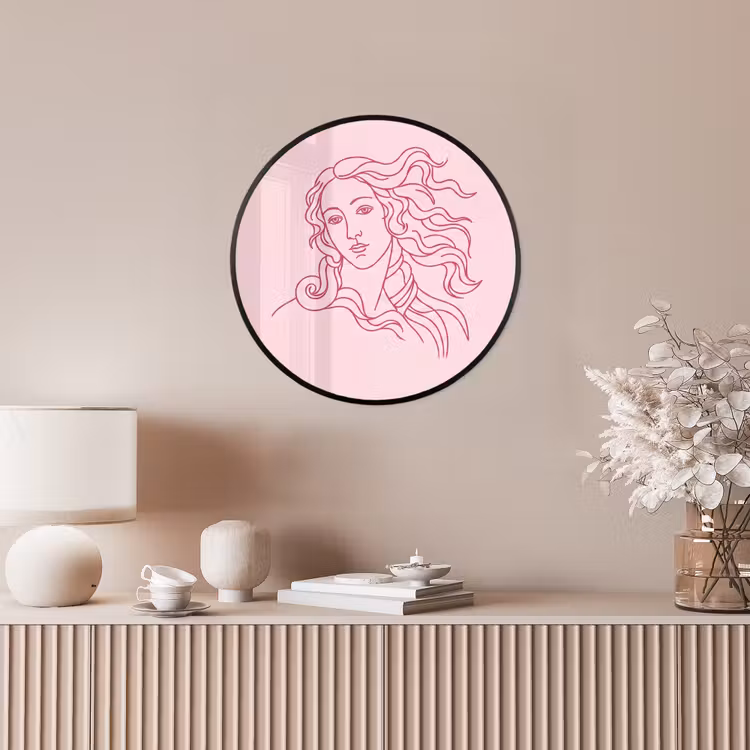 Vrouw - Portret - Klassiek - Line-art - Roze Fotolijst rond zonder passe partout klein -sfeer3