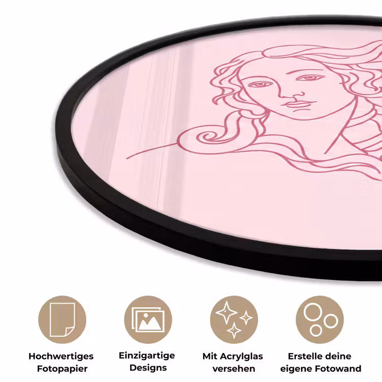 Vrouw - Portret - Klassiek - Line-art - Roze Fotolijst rond zonder passe partout klein -closeup_DE