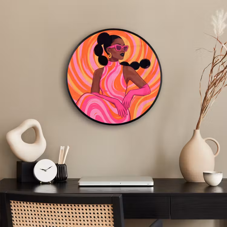 Vrouw - Portret - Kunst - Abstract - Roze Fotolijst rond zonder passe partout klein -sfeer1
