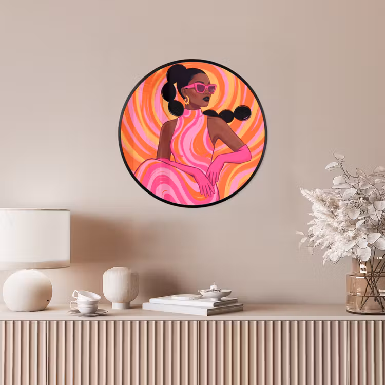 Vrouw - Portret - Kunst - Abstract - Roze Fotolijst rond zonder passe partout klein -sfeer3