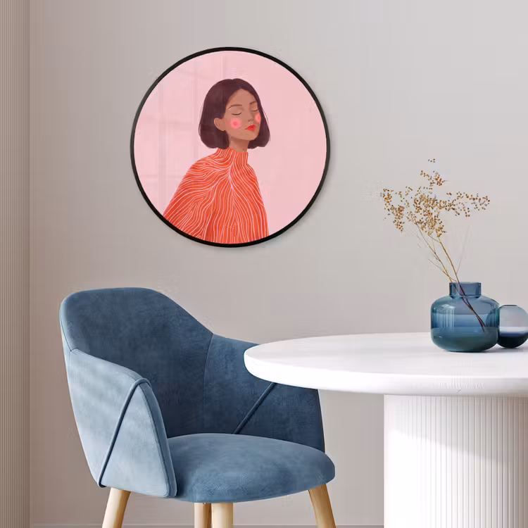 Vrouw - Portret - Modern - Kunst - Roze Fotolijst rond zonder passe partout klein -sfeer2