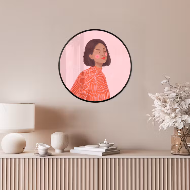 Vrouw - Portret - Modern - Kunst - Roze Fotolijst rond zonder passe partout klein -sfeer3