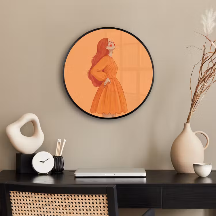 Vrouw - Profiel - Mensen - Modern - Oranje Fotolijst rond zonder passe partout klein -sfeer1