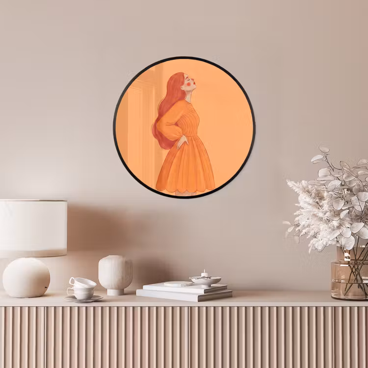Vrouw - Profiel - Mensen - Modern - Oranje Fotolijst rond zonder passe partout klein -sfeer3