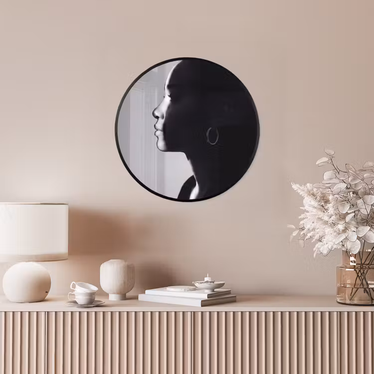 Vrouw - Profiel - Mensen - Zwart-wit Fotolijst rond zonder passe partout klein -sfeer3