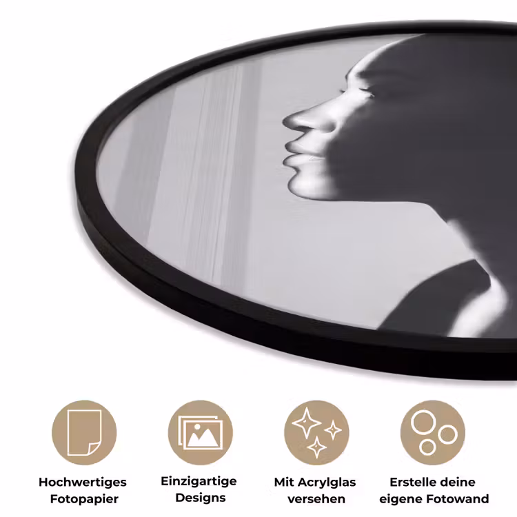 Vrouw - Profiel - Mensen - Zwart-wit Fotolijst rond zonder passe partout klein -closeup_DE