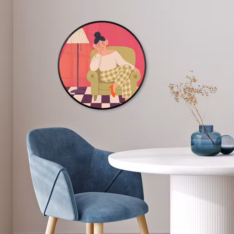 Vrouw - Rust - Interieur - Modern - Kunst Fotolijst rond zonder passe partout klein -sfeer2
