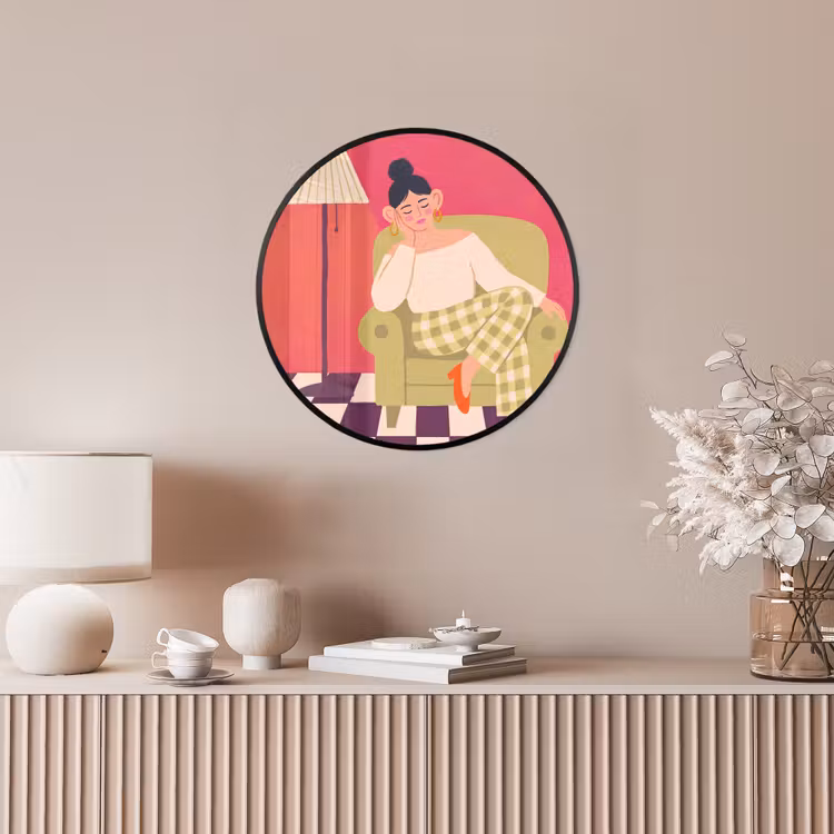 Vrouw - Rust - Interieur - Modern - Kunst Fotolijst rond zonder passe partout klein -sfeer3