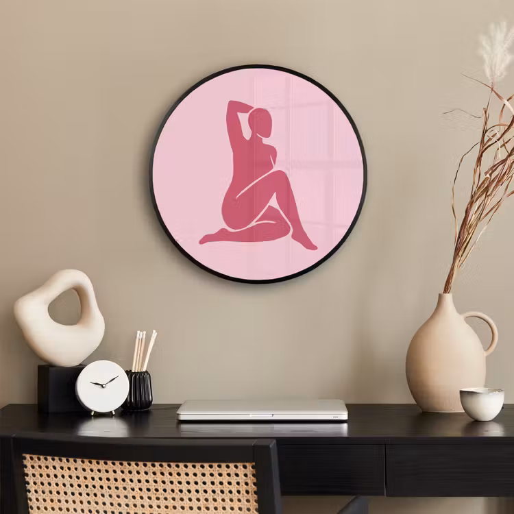 Vrouw - Silhouet - Abstract - Modern - Roze Fotolijst rond zonder passe partout klein -sfeer1