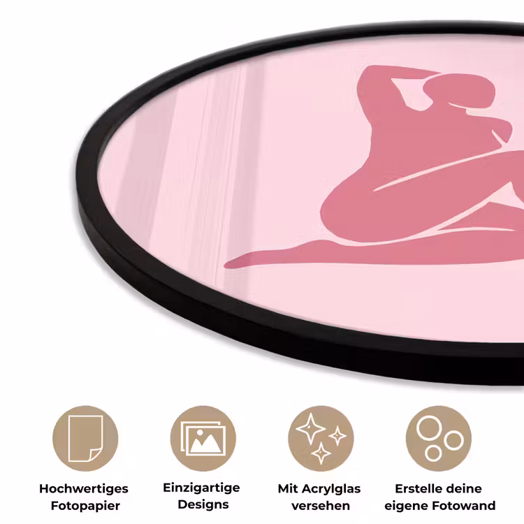 Vrouw - Silhouet - Abstract - Modern - Roze Fotolijst rond zonder passe partout klein -closeup_DE