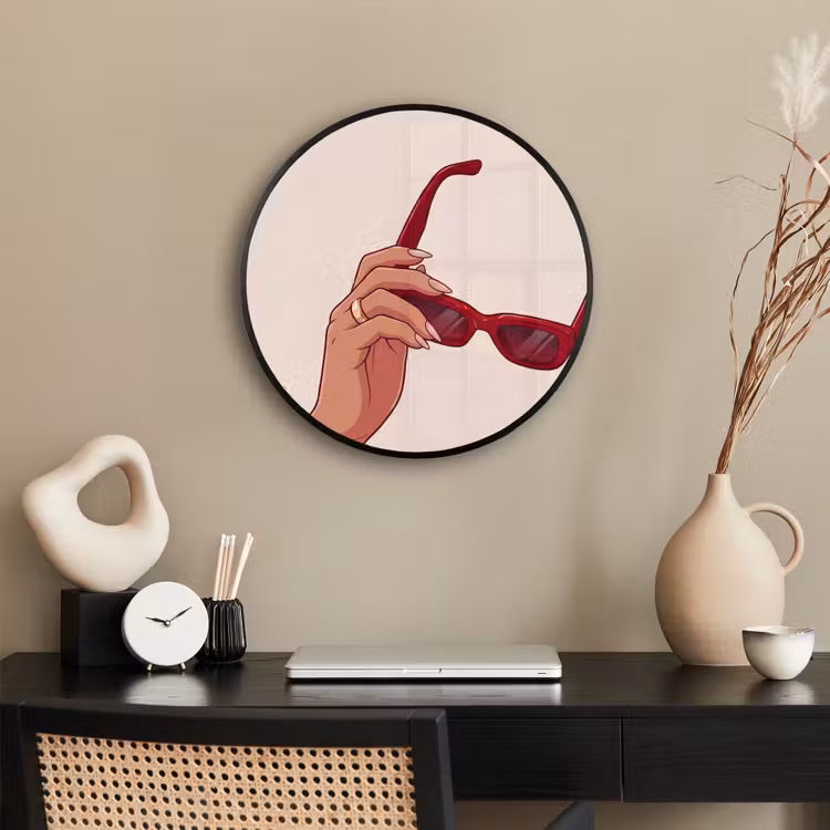 Vrouw - Zonnebril - Mode - Rood - Illustratie Fotolijst rond zonder passe partout klein -sfeer1
