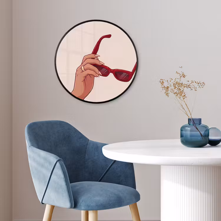 Vrouw - Zonnebril - Mode - Rood - Illustratie Fotolijst rond zonder passe partout klein -sfeer2