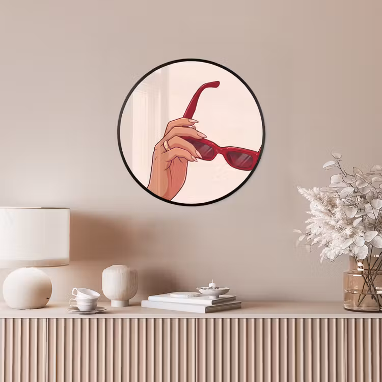 Vrouw - Zonnebril - Mode - Rood - Illustratie Fotolijst rond zonder passe partout klein -sfeer3