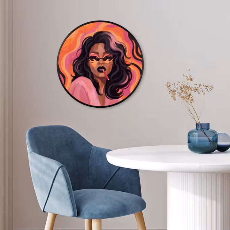Vrouw - Zonnebril - Modern - Portret - Oranje Fotolijst rond zonder passe partout klein -sfeer2