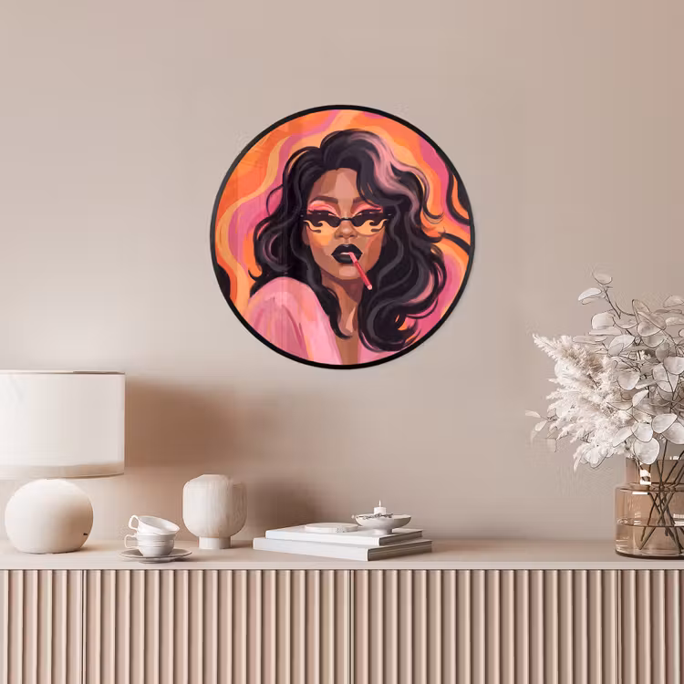 Vrouw - Zonnebril - Modern - Portret - Oranje Fotolijst rond zonder passe partout klein -sfeer3