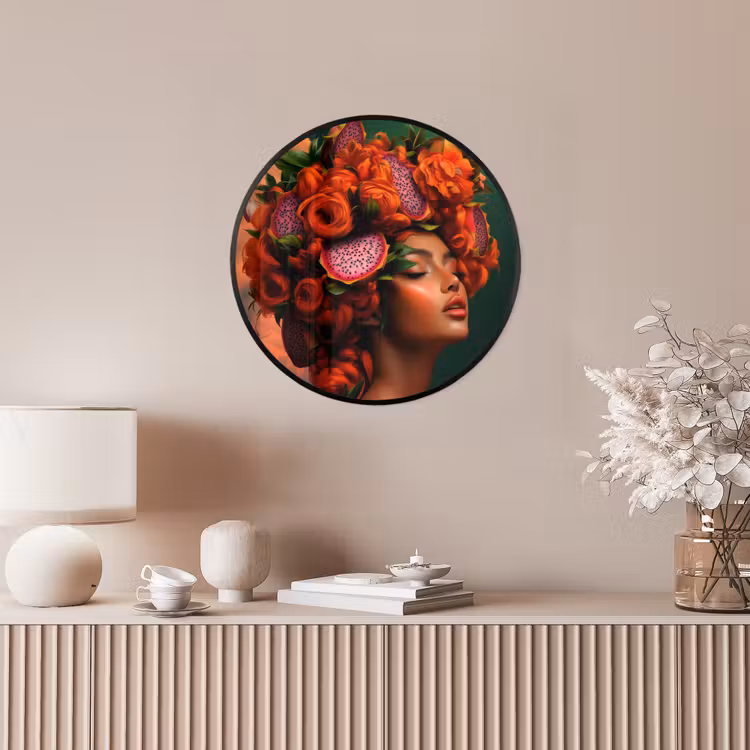Vrouw - Drankenfruit - Rozen Fotolijst rond zonder passe partout klein -sfeer3