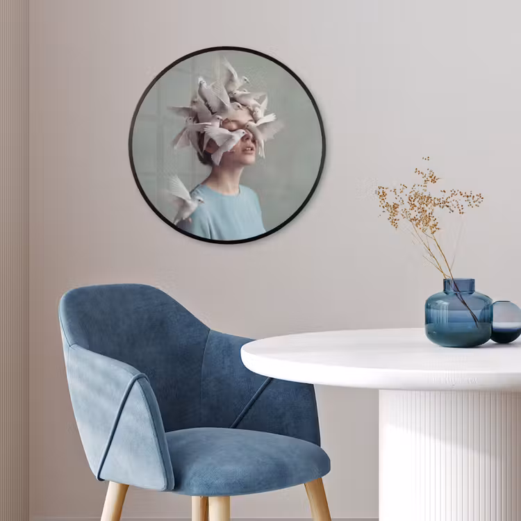 Vrouw - Vogels - Abstract - Modern - Wit Fotolijst rond zonder passe partout klein -sfeer2