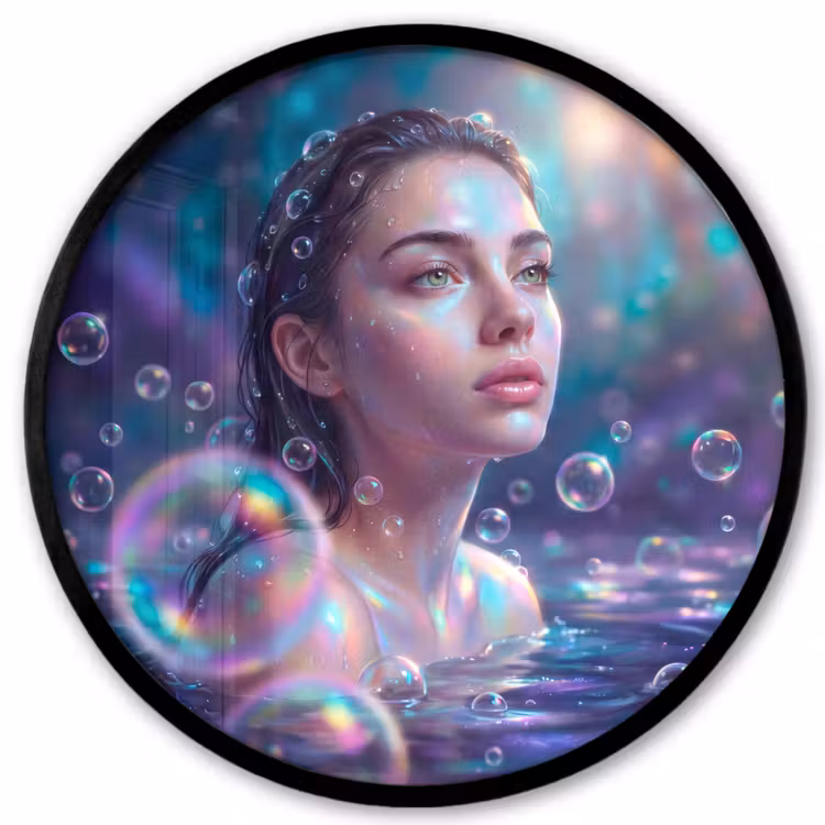 Vrouw - Water - Portret - Kleurrijk - Modern Fotolijst rond zonder passe partout klein -3d