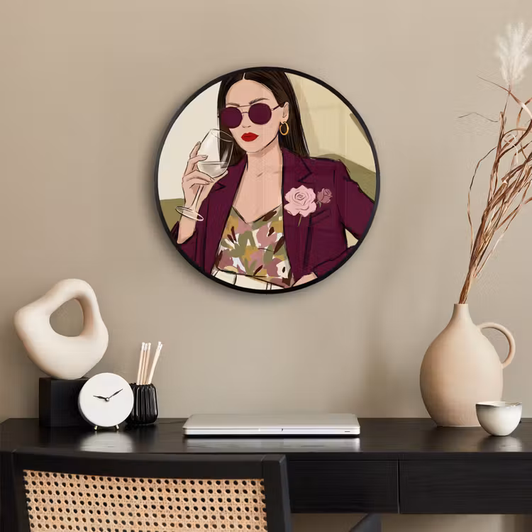 Vrouw - Wijn - Portret - Mode - Modern Fotolijst rond zonder passe partout klein -sfeer1