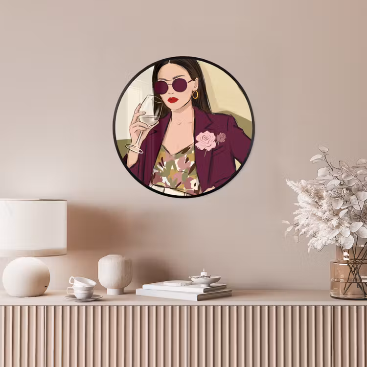 Vrouw - Wijn - Portret - Mode - Modern Fotolijst rond zonder passe partout klein -sfeer3