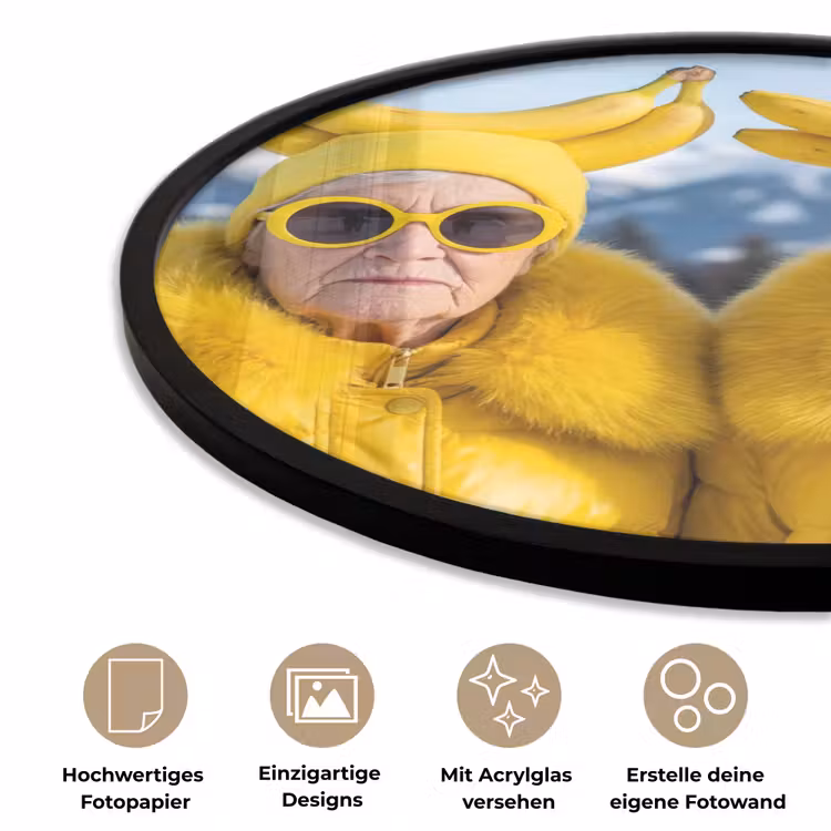Vrouwen - Bananen - Geel Fotolijst rond zonder passe partout klein -closeup_DE