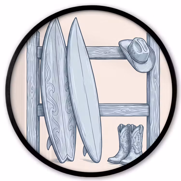 Recreatie - Kleding - Avontuur - Illustratie - Zomer Fotolijst rond zonder passe partout klein -3d