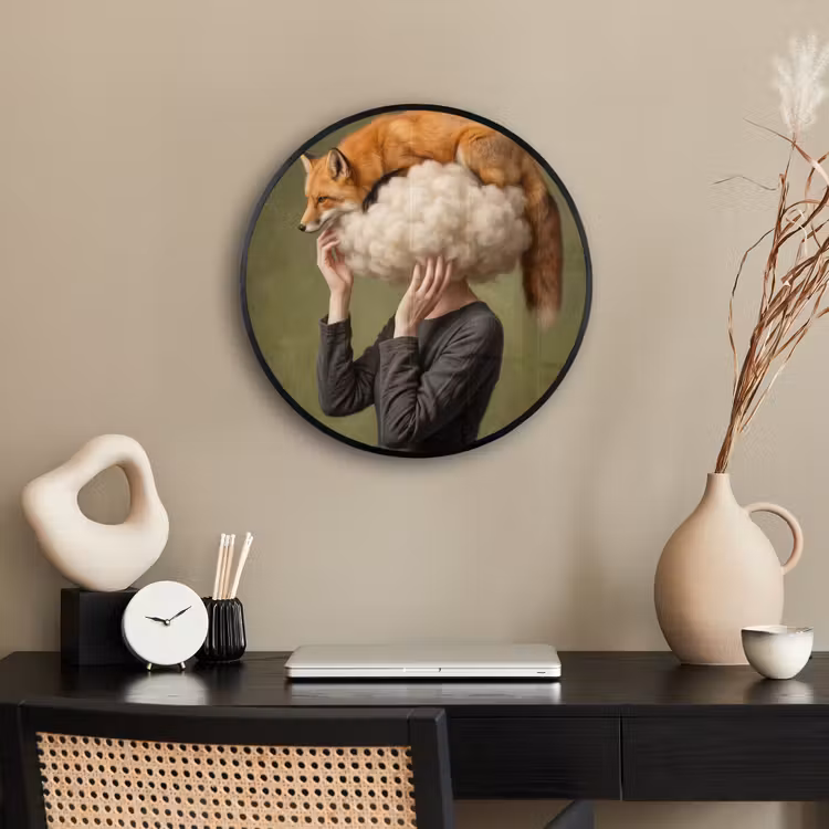Vos - Surrealistisch - Groen Fotolijst rond zonder passe partout klein -sfeer1