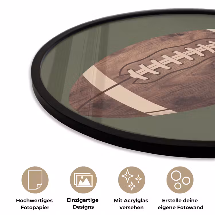 Football - Hout - Sport - Groen Fotolijst rond zonder passe partout klein -closeup_DE