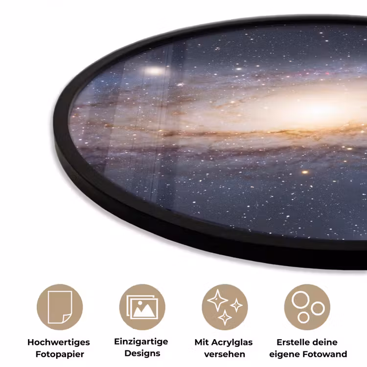 Poster im Rahmen Rund - Galaxie – Weltraum – Kosmos - Sterrenstelsel - Ruimte - Kosmos Fotolijst rond zonder passe partout klein