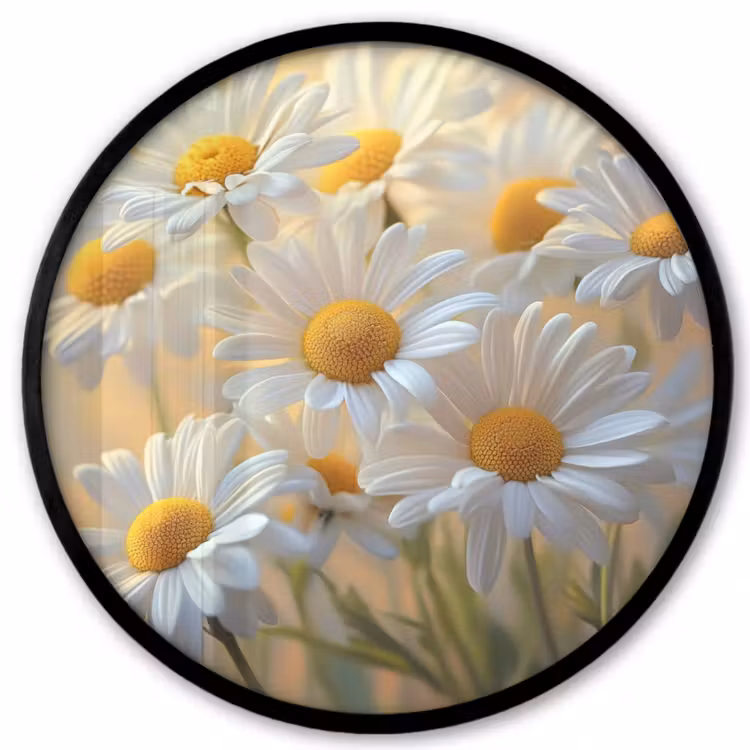 Madeliefjes - Wit - Zonlicht Fotolijst rond zonder passe partout klein -3d